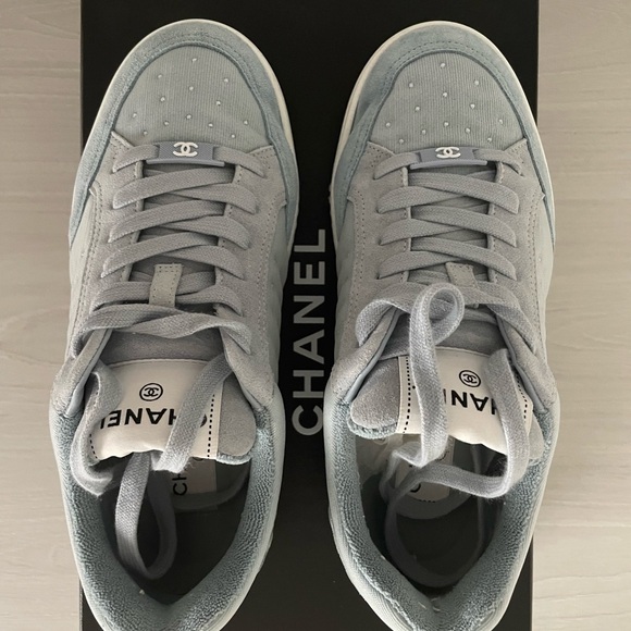 CHANEL Women’s Light Blue Suede Sneakers - Picture 1 of 4